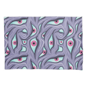 Wavy Psychedelischer Horror - Lila Eye Pattern Kissenbezug