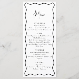 Wavy Rahmen, Wavy Grenze, modernes Hochzeitsmenü Menükarte