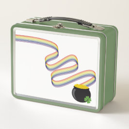 Wavy Rainbow Stripes Leading to Pot of Gold Metall Brotdose