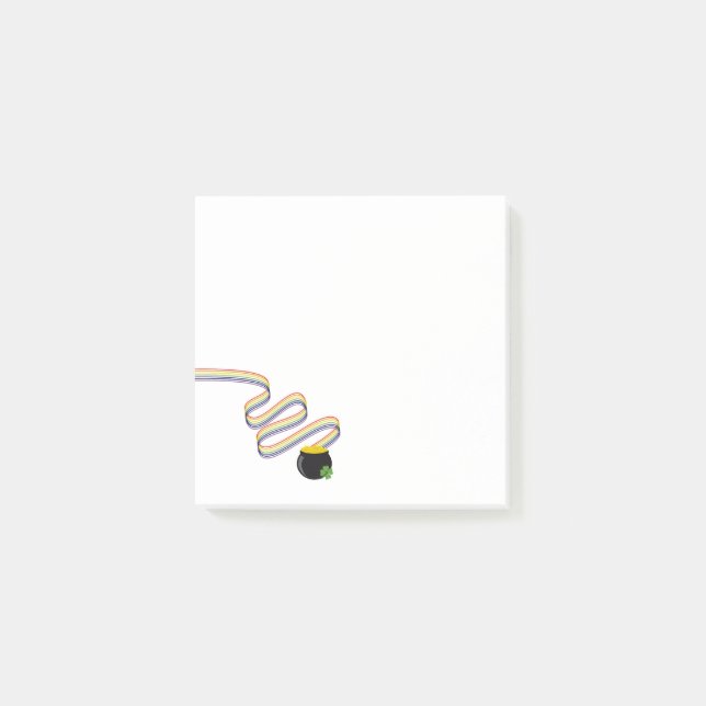 Wavy Rainbow Stripes Leading to Pot of Gold Post-it Klebezettel (Vorderseite)