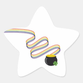 Wavy Rainbow Stripes Leading to Pot of Gold Stern-Aufkleber
