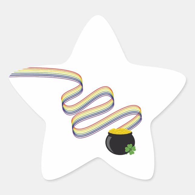 Wavy Rainbow Stripes Leading to Pot of Gold Stern-Aufkleber (Vorderseite)