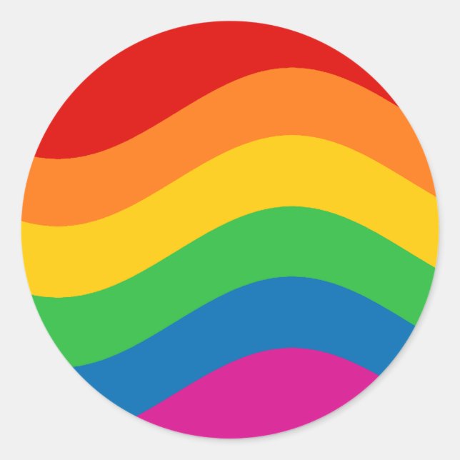 Wavy Rainbow Stripes Runder Aufkleber (Vorderseite)