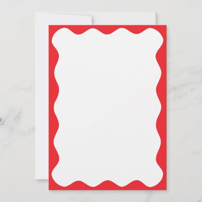 Wavy Red Border Christmas Blank Custom Text Einladung (Vorderseite)