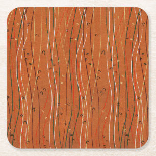 Wavy Red Stripes japanisch Abstrakt Rechteckiger Pappuntersetzer