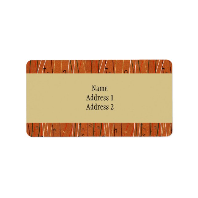 Wavy Red Strips: Moderne japanische Abstrakte Kuns Adressaufkleber (Vorne)