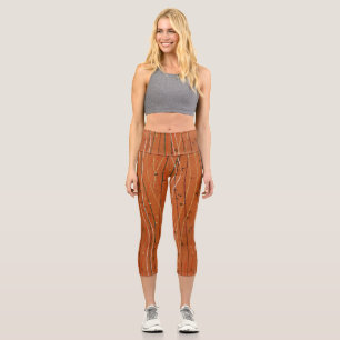 Wavy Red Strips: Moderne japanische Abstrakte Kuns Capri Leggings