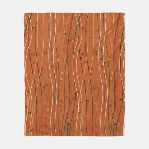 Wavy Red Strips: Moderne japanische Abstrakte Kuns Fleecedecke
