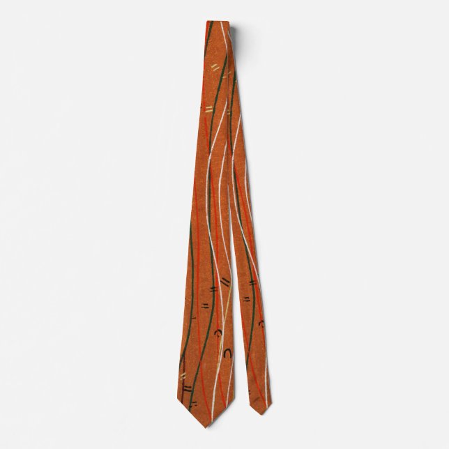 Wavy Red Strips: Moderne japanische Abstrakte Kuns Krawatte (Vorderseite)