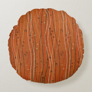 Wavy Red Strips: Moderne japanische Abstrakte Kuns Rundes Kissen