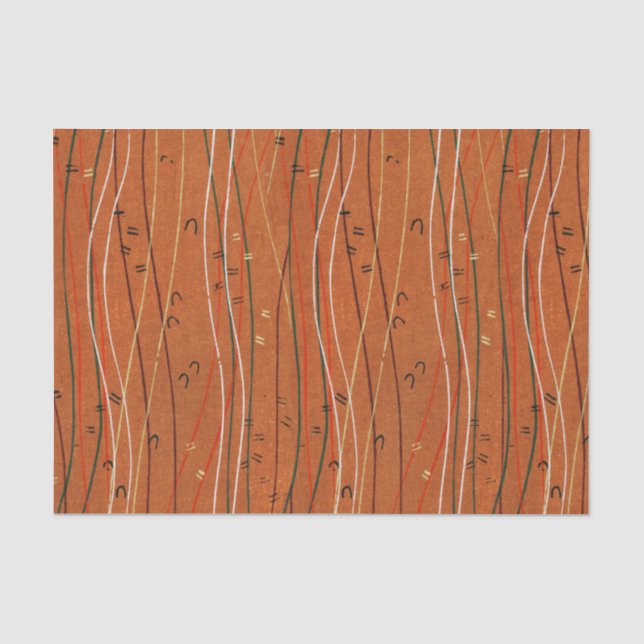 Wavy Red Strips: Moderne japanische Abstrakte Kuns Seidenpapier (Vorderseite)