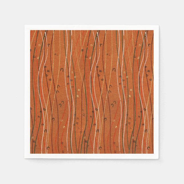 Wavy Red Strips: Moderne japanische Abstrakte Kuns Serviette (Vorderseite)