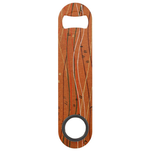 Wavy Red Strips: Moderne japanische Abstrakte Kuns Speed Flaschenöffner (Vorderseite)