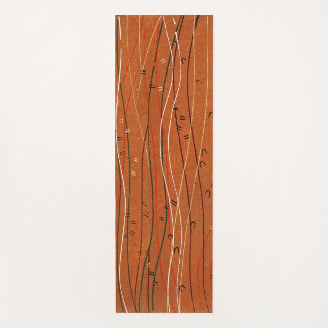 Wavy Red Strips: Moderne japanische Abstrakte Kuns Yogamatte (Vorderseite)