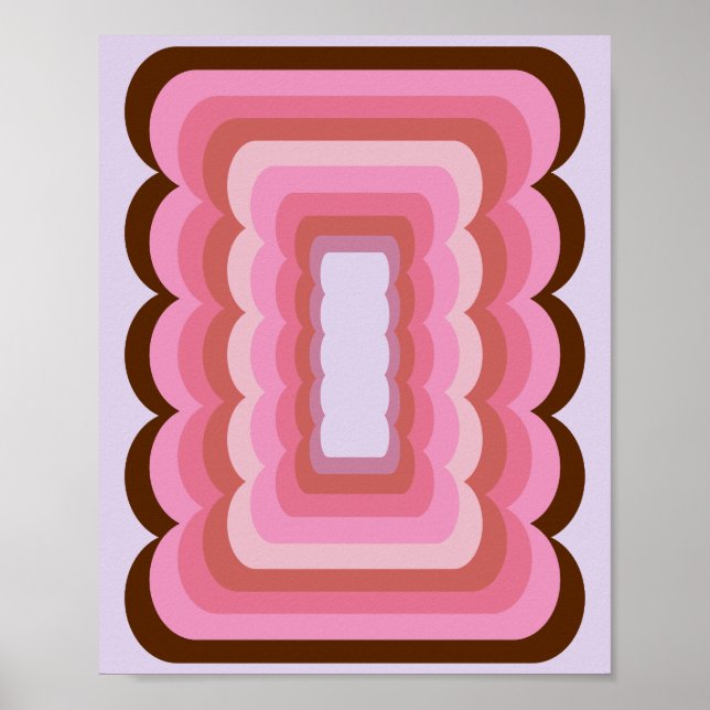 Wavy Retro Abstrakt rosa Poster (Vorne)