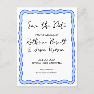 Wavy Retro Groovy Save the Date Wasserfarbe Postkarte