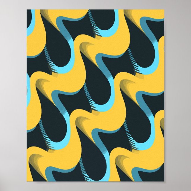 Wavy Retro Muster mit fetten Farben Poster (Vorne)