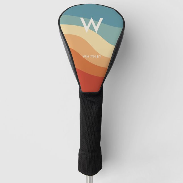 Wavy Retro Strip Monogram Personal Golf Headcover (Vorderseite)