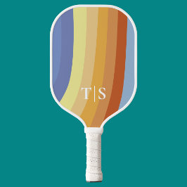 Wavy Retro Stripe Monogram Pickleball Schläger
