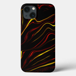 Wavy rote goldene lange Striche auf schwarzem Hint Case-Mate iPhone Hülle
