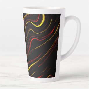 Wavy rote goldene lange Striche auf schwarzem Hint Milchtasse