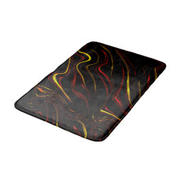 Wavy rote goldlange Spuren auf schwarzem Hintergru Badematte