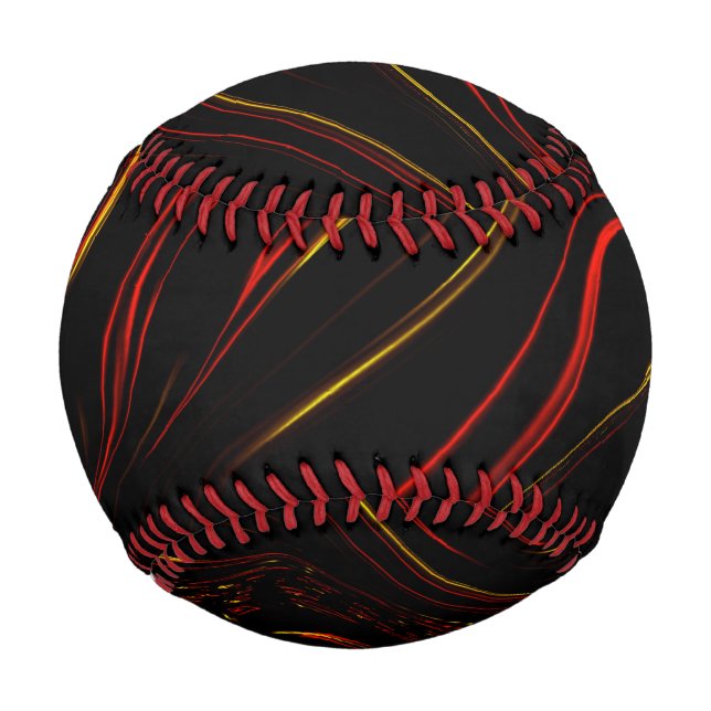 Wavy rote goldlange Spuren auf schwarzem Hintergru Baseball (Vorderseite)