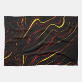 Wavy rote goldlange Spuren auf schwarzem Hintergru Geschirrtuch