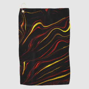 Wavy rote goldlange Spuren auf schwarzem Hintergru Golfhandtuch
