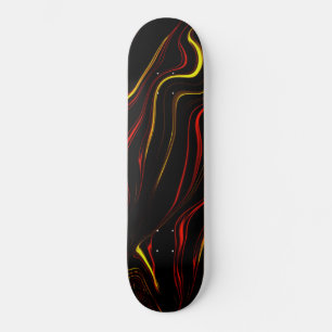 Wavy rote goldlange Spuren auf schwarzem Hintergru Skateboard