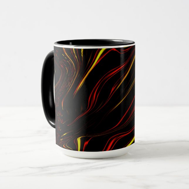 Wavy rote goldlange Spuren auf schwarzem Hintergru Tasse (Vorderseite Links)