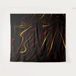 Wavy rote goldlange Spuren auf schwarzem Hintergru Wandteppich
