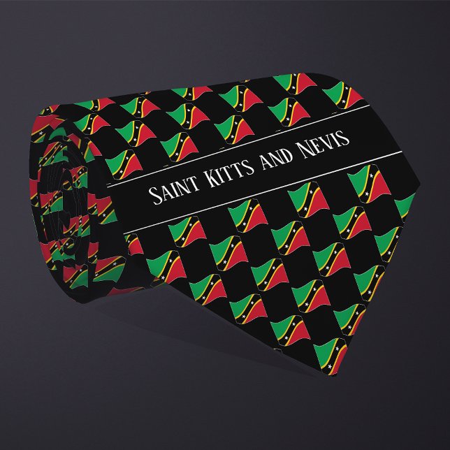 Wavy Saint Kitts und Nevis Flag Muster Krawatte (Von Creator hochgeladen)