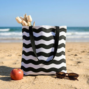 Wavy Schwarz-weiße Streifen modern Tasche