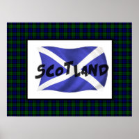Wavy Scotland Flag und Tartan Poster