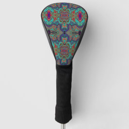 Wavy Sea Foam Green and Red Trippy Muster Golf Headcover