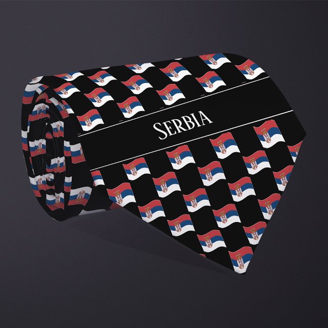 Wavy Serbia Flag Pattern  Krawatte (Von Creator hochgeladen)