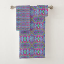 Wavy Sky Blue Multicologe Trippy Muster Badhandtuch Set