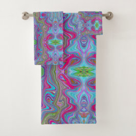 Wavy Sky Blue Multicologe Trippy Muster Badhandtuch Set