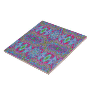 Wavy Sky Blue Multicologe Trippy Muster Fliese