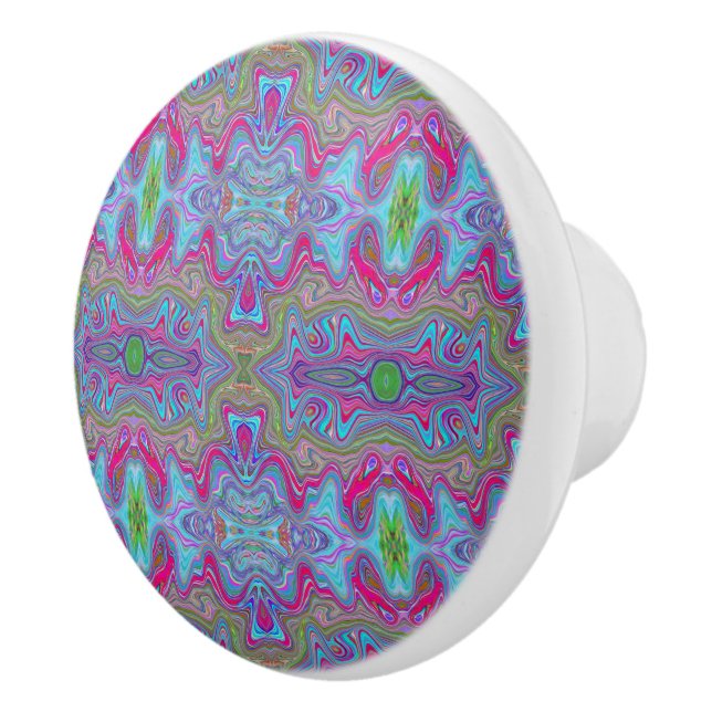 Wavy Sky Blue Multicologe Trippy Muster Keramikknauf (Rechts)