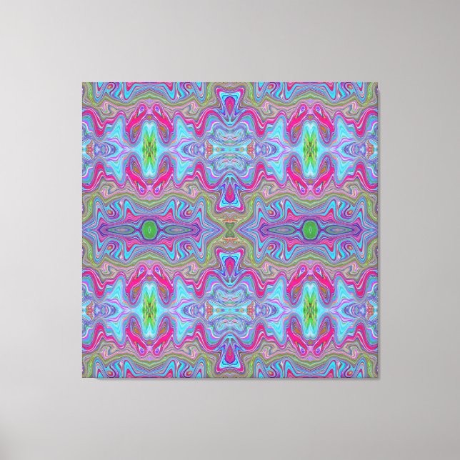 Wavy Sky Blue Multicologe Trippy Muster Leinwanddruck (Vorderseite)