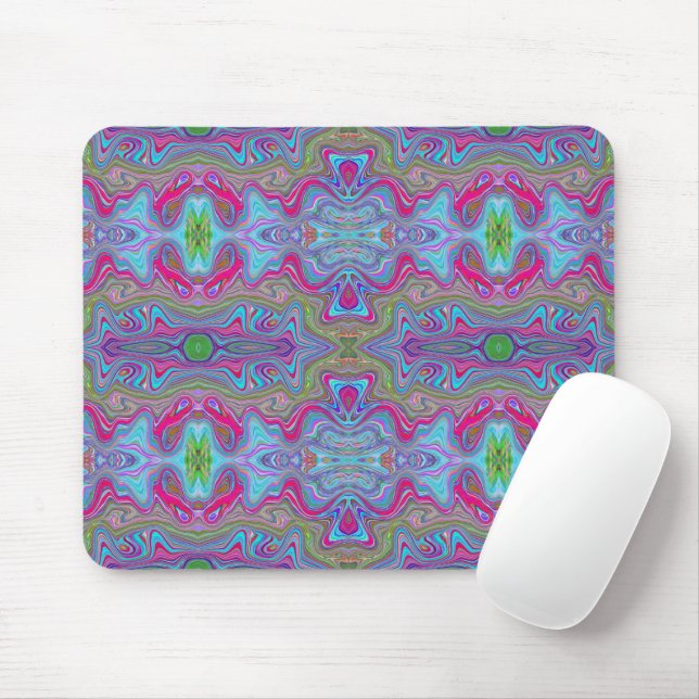 Wavy Sky Blue Multicologe Trippy Muster Mousepad (Mit Mouse)