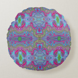 Wavy Sky Blue Multicologe Trippy Muster Rundes Kissen