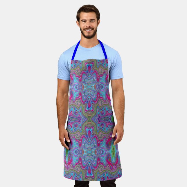 Wavy Sky Blue Multicologe Trippy Muster Schürze (Getragen)
