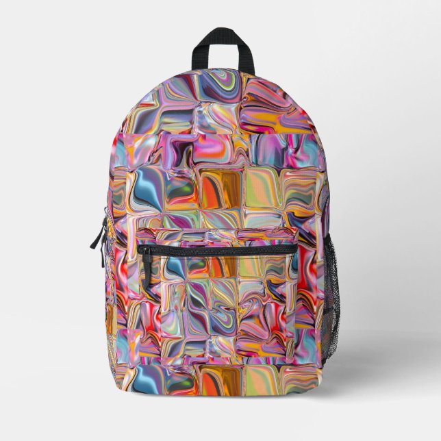 Wavy Squares of Time Bedruckter Rucksack (Vorderseite)