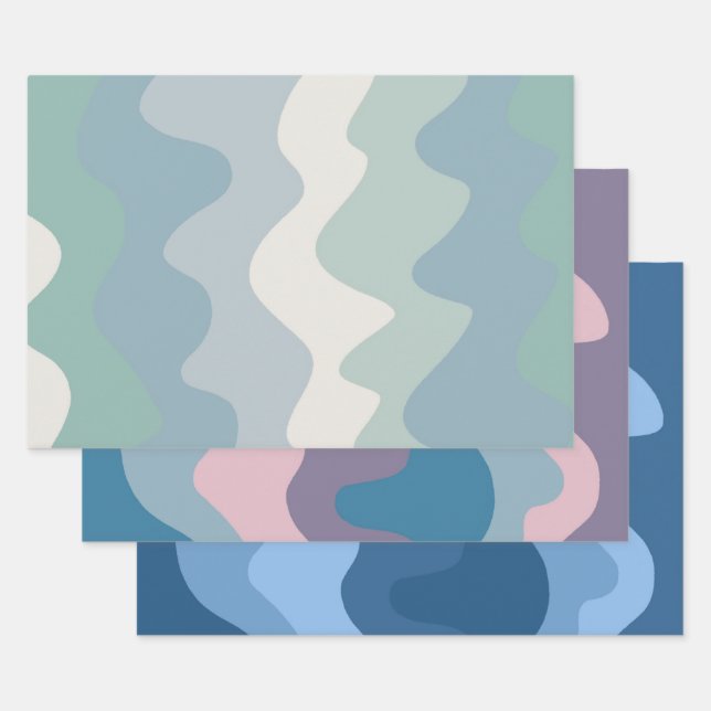 Wavy Strip farbenfrohe Retro Earthy Gift Geschenkpapier Set (Set)