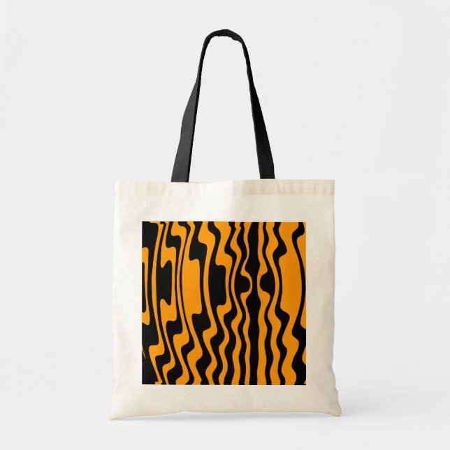 Wavy Strip - Schwarz und Orange Tragetasche (Vorne)