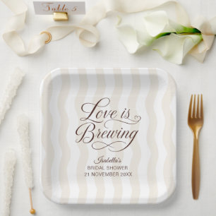 Wavy Stripe Love Is Brewing Brautparty Pappteller