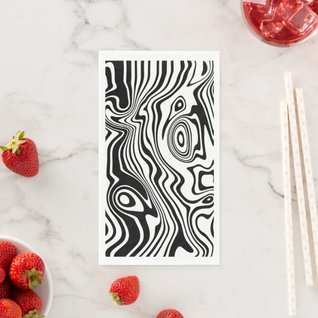 Wavy Stripe Schwarz-weiß Napkins Serviette (Beispiel)